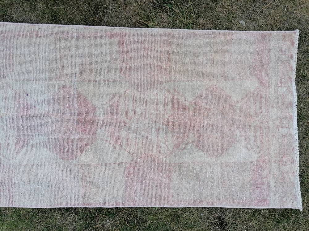 Muted runner rug vintage runner rug turkish runner 2'7x 11'10 muted  wool runner rug vintage oriental runner art runner rug