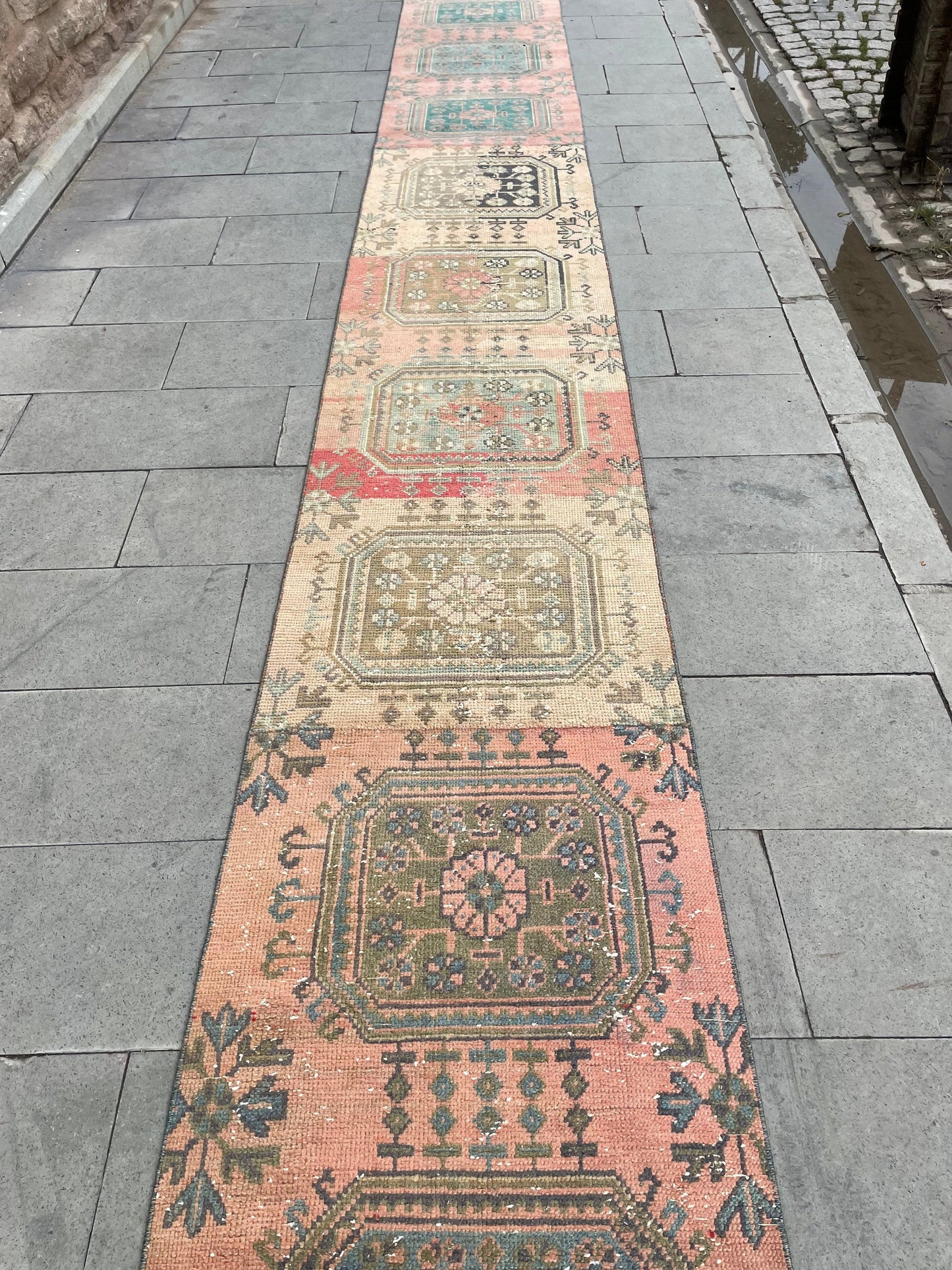 Handmade Staircase Runner Rug 2.3 x 24 ft Extra Long TURKISH Runner Rug Vintage Runner Rug Distressed Runner Rug  Runner Hand Knotted Runner
