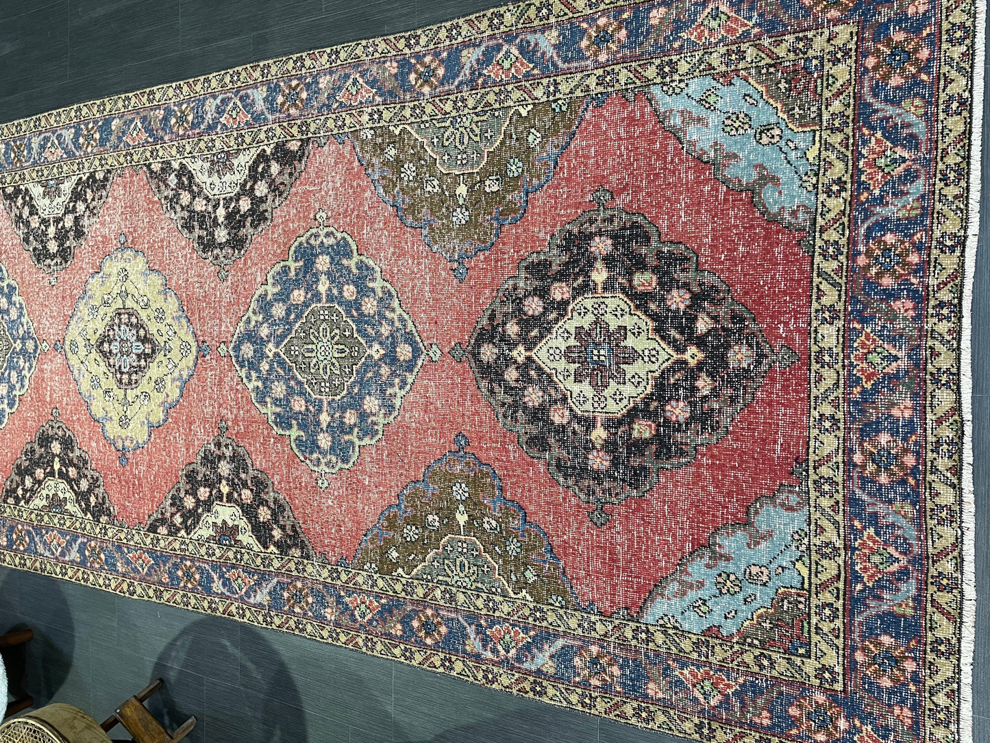 Turkish Runner Rug, Persian Distressed Runner 4.8 x 13.2 Rug, Vintage Runner Rug, Hallway Runner Rug,  Kitchen Runner Rug, Wool Runner Rug