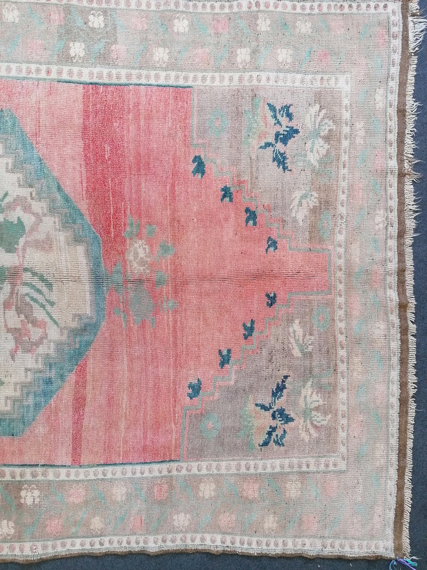 8'8x5'4 vintage turkish rug, pastel oushak rug, living room rug, vintage anatolian unique hand made wool rug