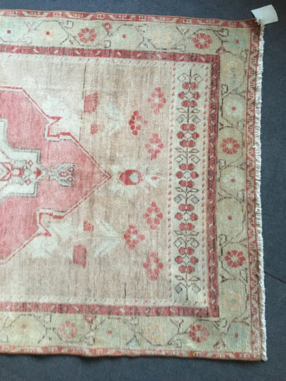 3.5x7 feet brown natural wool rug, turkish bedroom area rug, oushak bathroom rug, wide living room floor rug, hallway bohem rug,entryway rug