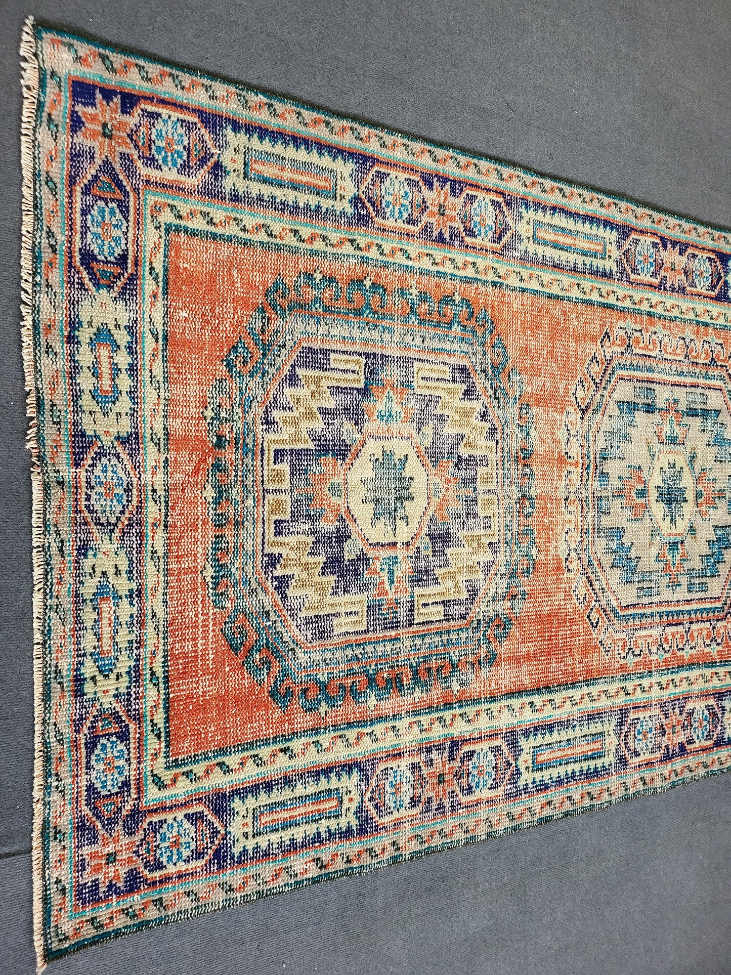 Distressed Runner Rug Vintage 4.2 x 10.9 Turkish Runner Rug Vintage Runner Rug Handmade Runner Rug Kitchen Runner Rug Persian Runner Rug
