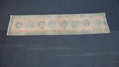 Turkish distressed runner rug, vintage wool runner rug 2'7x11'2 hallway oushak runner rug, kitchen handmade rug