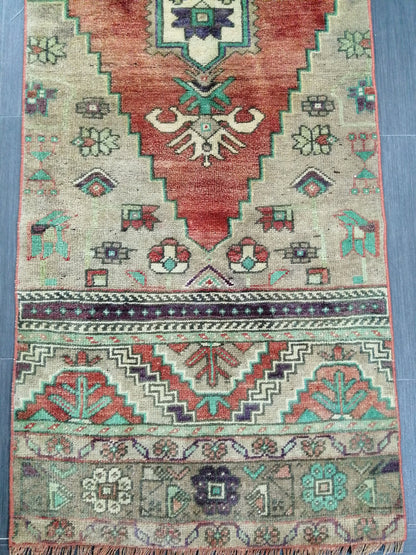 9.4 x 2.4 Oushak Runner Rug Turkish Runner Rug Vintage Runner Rug Hallway Runner Rug Kitchen Runner Rug Wool Runner Rug Wool Oushak Rug