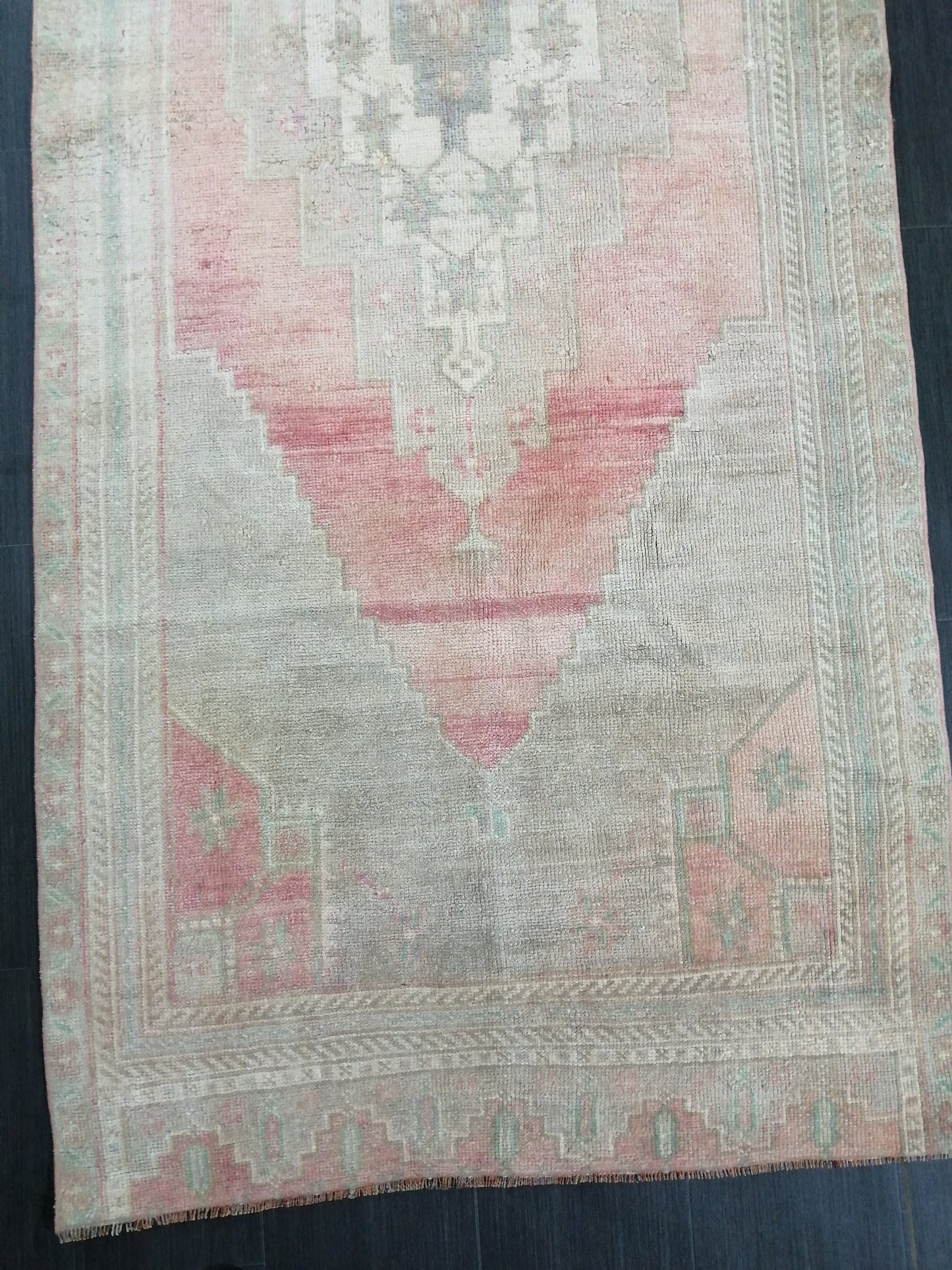 3.7 x 9 Muted Oushak Runner Rug Turkish Runner Rug Vintage Runner Rug Hallway Runner Rug Kitchen Runner Rug Wool Runner Rug