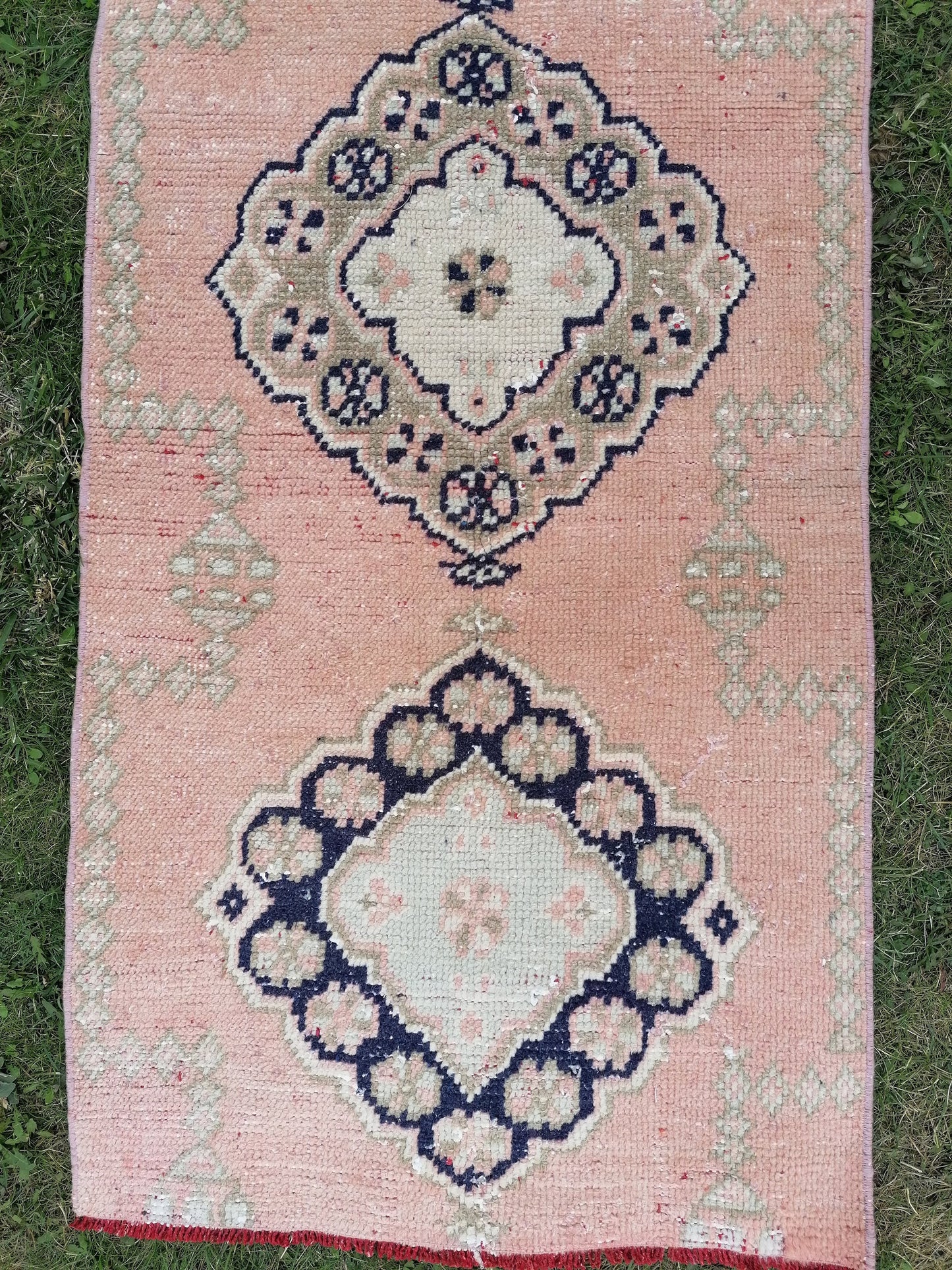 2.3x9.5 feet oushak turkish runner rug, vintage handmade wool runner rug, hallway runner rug, kitchen runner rug, bathroom floor runner