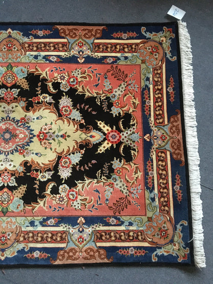 3x5 feet handmade new turkish floral rug, medium size pink wool bedroom rug, middle kitchen floor black rug, laundry rug, living room rugs