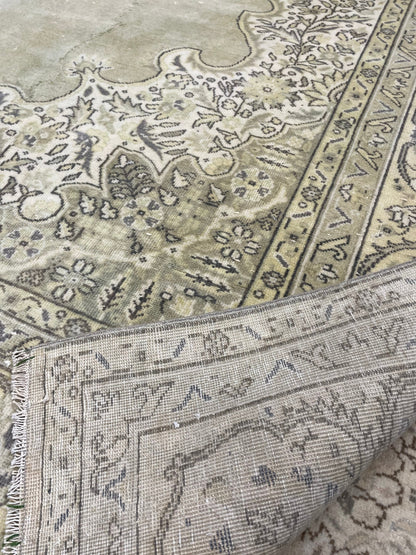 Vintage Turkish Rug Vintage Green 7x10 ft Rug, Oriental Rug Wool Rug Fine Hand Knotted Vintage Rug HandMade Rug Persian Rug