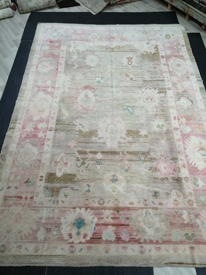 9x13 Muted Large OUSHAK RUG, TURKISH Oushak Rug, Vintage Oushak  Rug, Wool Oushak Rug Hand Made Rugs, Made In Turkey Oushak Rug