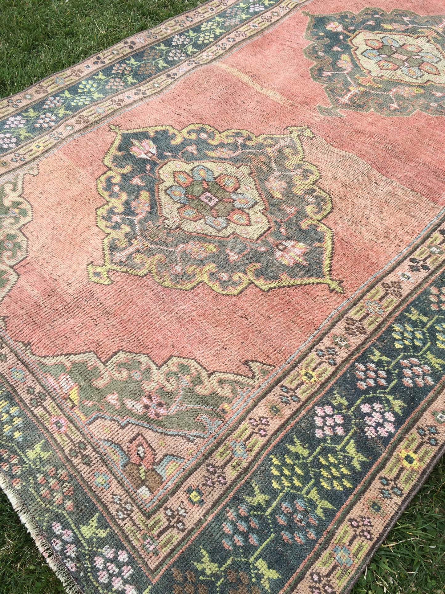 10.3 x 5 Oushak Wool Rug, Vintage Oushak Rug, Oushak Rug, Wool Rug, Vintage Turkish Rugs, Vintage Rugs