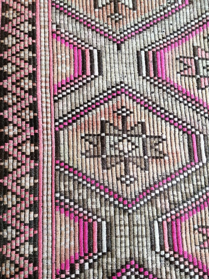 9 x 5.6 Flatwoven with Embroidery Rug TURKISH HAND MADE Rugs   Vintage Turkish Rugs   Oushak Rug  Vintage Oushak Rug, Wool Rug