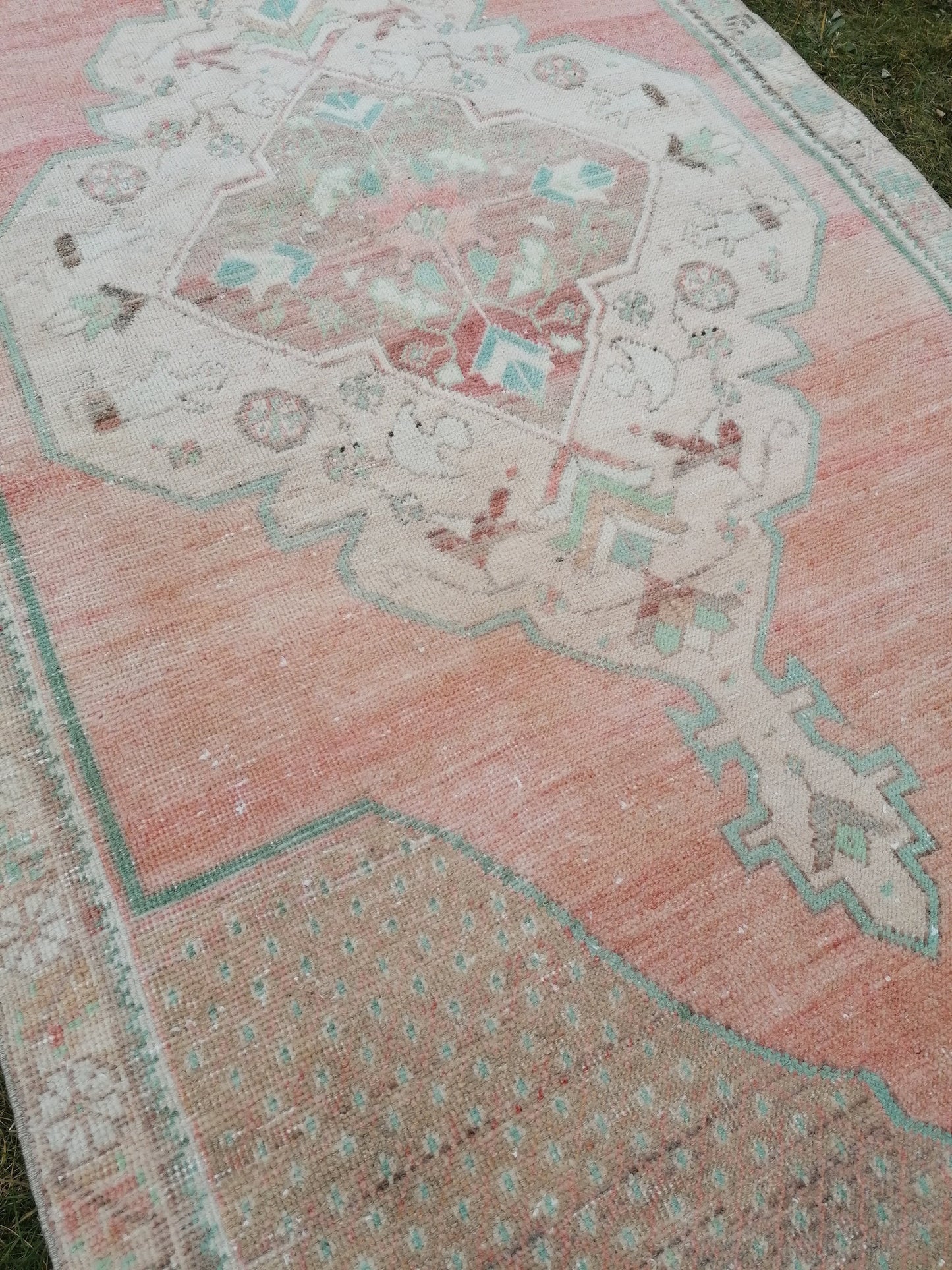 3'11x7'10 turkish rug, vintage rug, oushak vintage rug, kitchen rug bohemian rug