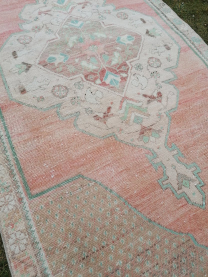 3'11x7'10 turkish rug, vintage rug, oushak vintage rug, kitchen rug bohemian rug