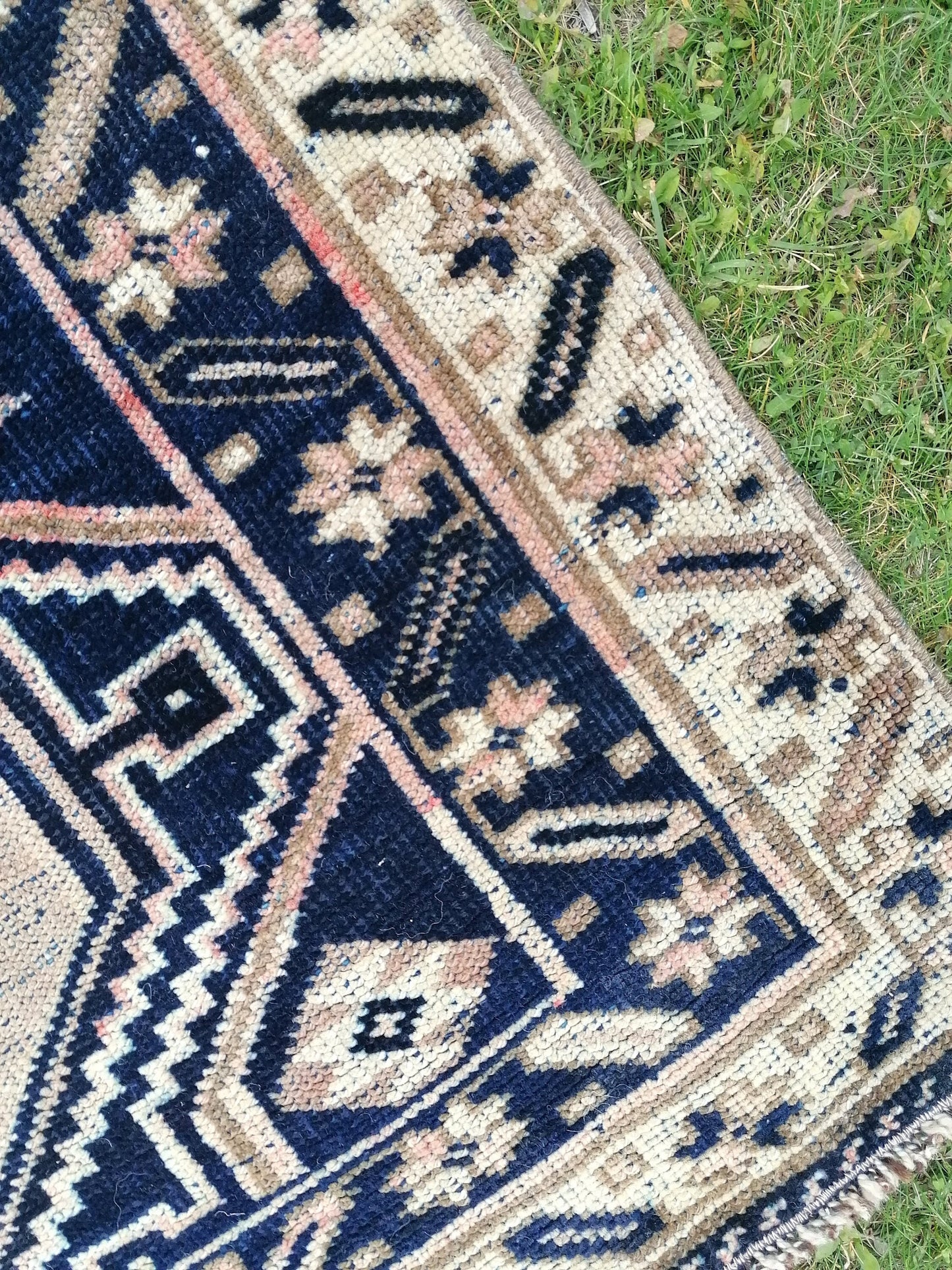 Persian runner rug, navy runner rug, blue vintage runner 3'2x9'8 handmade runner, hallway runner, kitchen rug