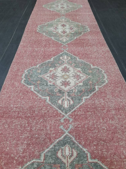 Oriental Runner Rug Turkish Runner Rug Vintage Runner Rug 2.6 x 10.7  Hallway Runner Rug Kitchen Runner Rug Wool Distressed Runner Rug