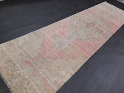 Muted Vintage Oriental Runner Rug 3 x 10.8 Turkish Runner Rug muted Vintage Runner Rug Hallway Runner Rug Kitchen Runner Rug Wool Runner Rug