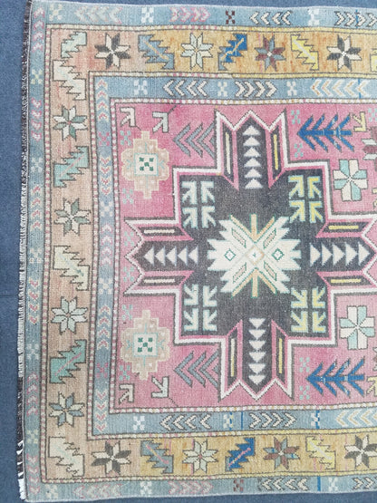 Oushak wool rug, turkish rug vintage rug 3'9x6'3 vintage oushak, rug unique hand made rug kitchen rug bohemian rug