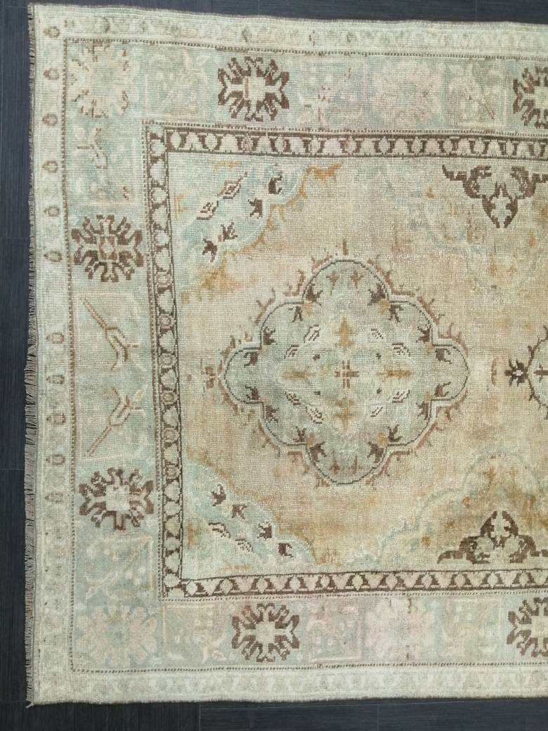 Muted Vintage Runner Rug 12.6 x 4.9 Muted Hallway Runner Rug Kitchen Runner Rug Muted Wool Runner Rug Muted Oushak Rug 12.6x4.9