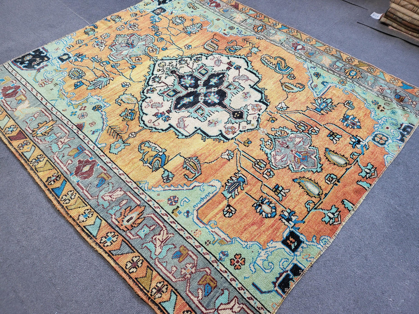 Handmade Rug, Hand Knotted 5.2 x 5.5 Rug, Oushak Rug, Rustic Rug, Vanity Rug, Turkish Rug, Farmhouse Rug, Vintage Rug, Wool rug