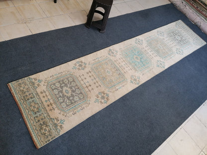 2'6x11'6 turkish runner rug, runner rug,vintage, oushak runner rug, kitchen runner rug, hallway runner rug,vintage runner rug,oushak runner