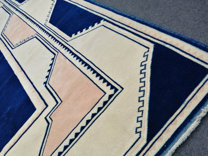 10 x 6.5 Blue Hand Made Rug Vintage Turkish  Rug,Soft wool Rug  Bohemian Rug, Living Room Rug, Oushak Rug, Hand Knotted Rug,Weaving Rug