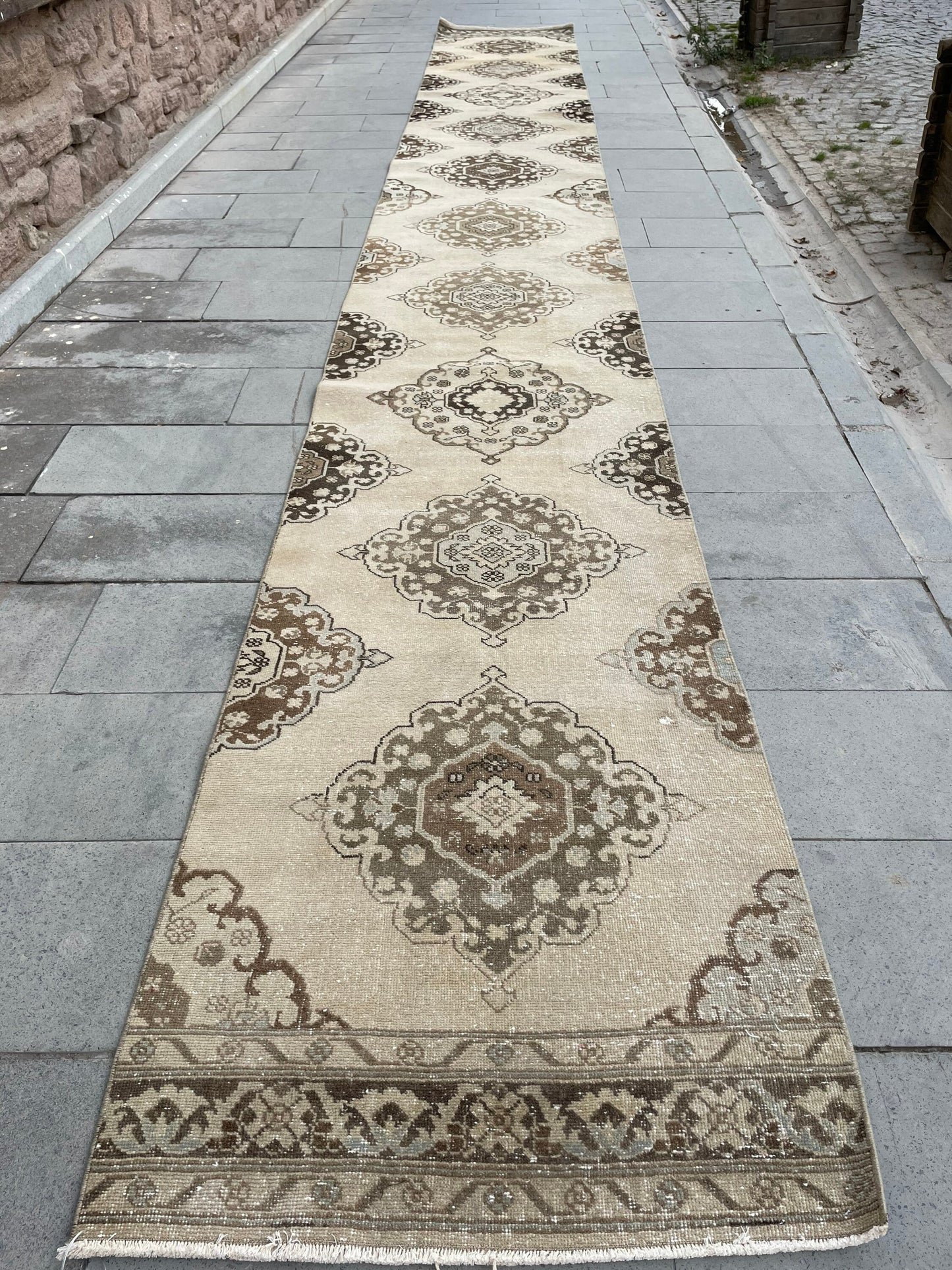 Handmade Extra Long Turkish Runner Very Long Oushak Runner Rug 2.8 x 22.7 ft Vintage Runner Rug Pink XL Muted Runner Rug Staircase Runner