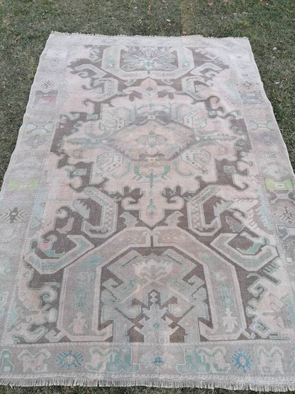 Oushak turkish rug 6x8'10 vintage anatolian rug,unique hand made bohemian rug