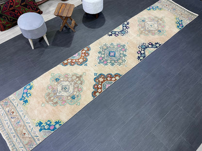 Muted Oushak Runner 2.5 x 11.5 Rug Turkish Runner Rug Vintage Runner Rug Long Hallway Runner Rug Kitchen Runner Rug Wool Runner Handmade Rug
