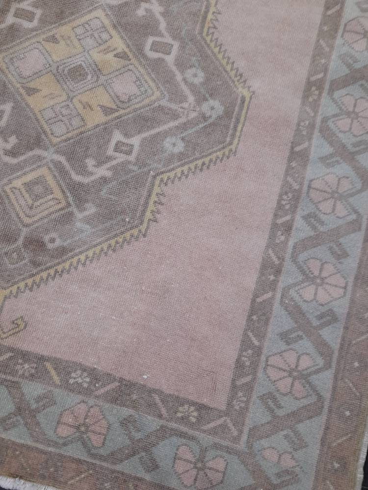 Muted Vintage Runner Rug 4.7 x 11 Muted Hallway Runner Rug Kitchen Runner Rug Muted Wool Runner Rug Muted Oushak Rug Turkish Runner Oriental