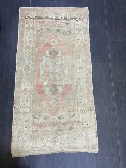 Vintage Turkish RUG, Muted Oushak Rug, 3 x 5.8 Vintage Rug, Antique Rug, Handmade Rug, Hand Knotted Rug Bohemian Rug Wool Rug