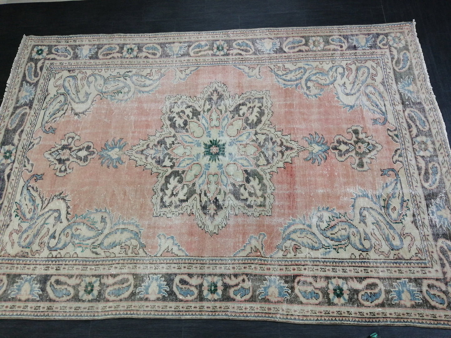 6.7 x 9.7 Large OUSHAK RUG TURKISH Oushak Rug Vintage Oushak Runner Rug Vintage Runner Rug Muted Wool Oushak Rug Hand Made Rugs Art Rug