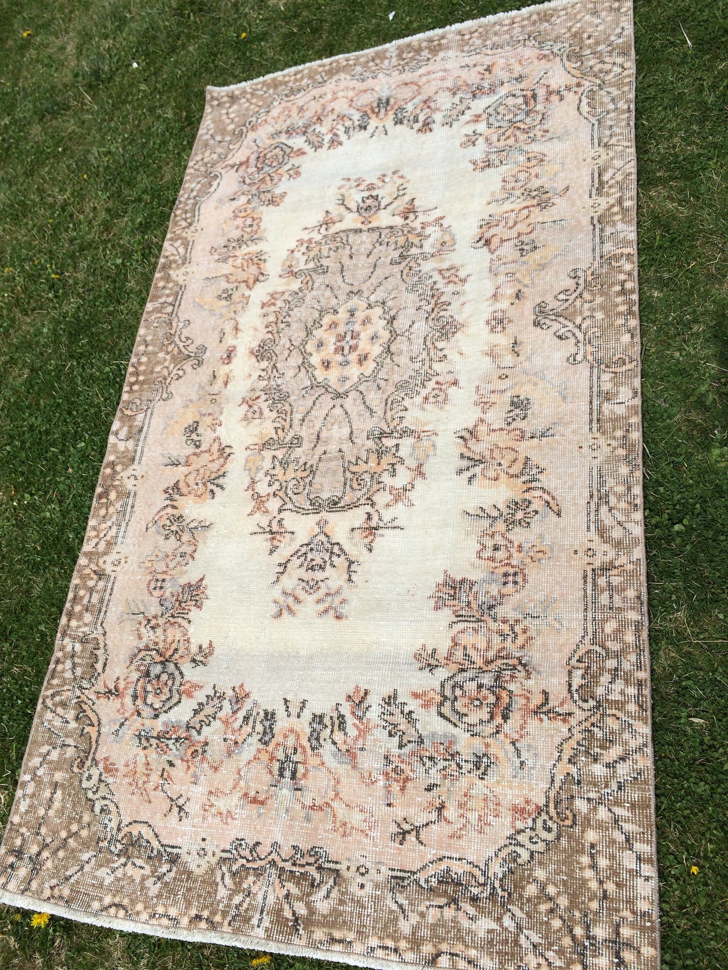Vintage RUG, Turkish VINTAGE Rug, Oushak  Rug, Bohemian Rug, Living Room Rug, Oushak Rug,Hand Knotted Rug, Muted Rug,  Vintage Flooring,Rugs