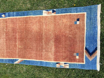 Oushak Runner Vintage RUNNER RUG Turkish Runner Rug, Bohemian Rug, Oushak Runner Rug, Earth Tone Runner Rug Wool Runner Hand Made Runner