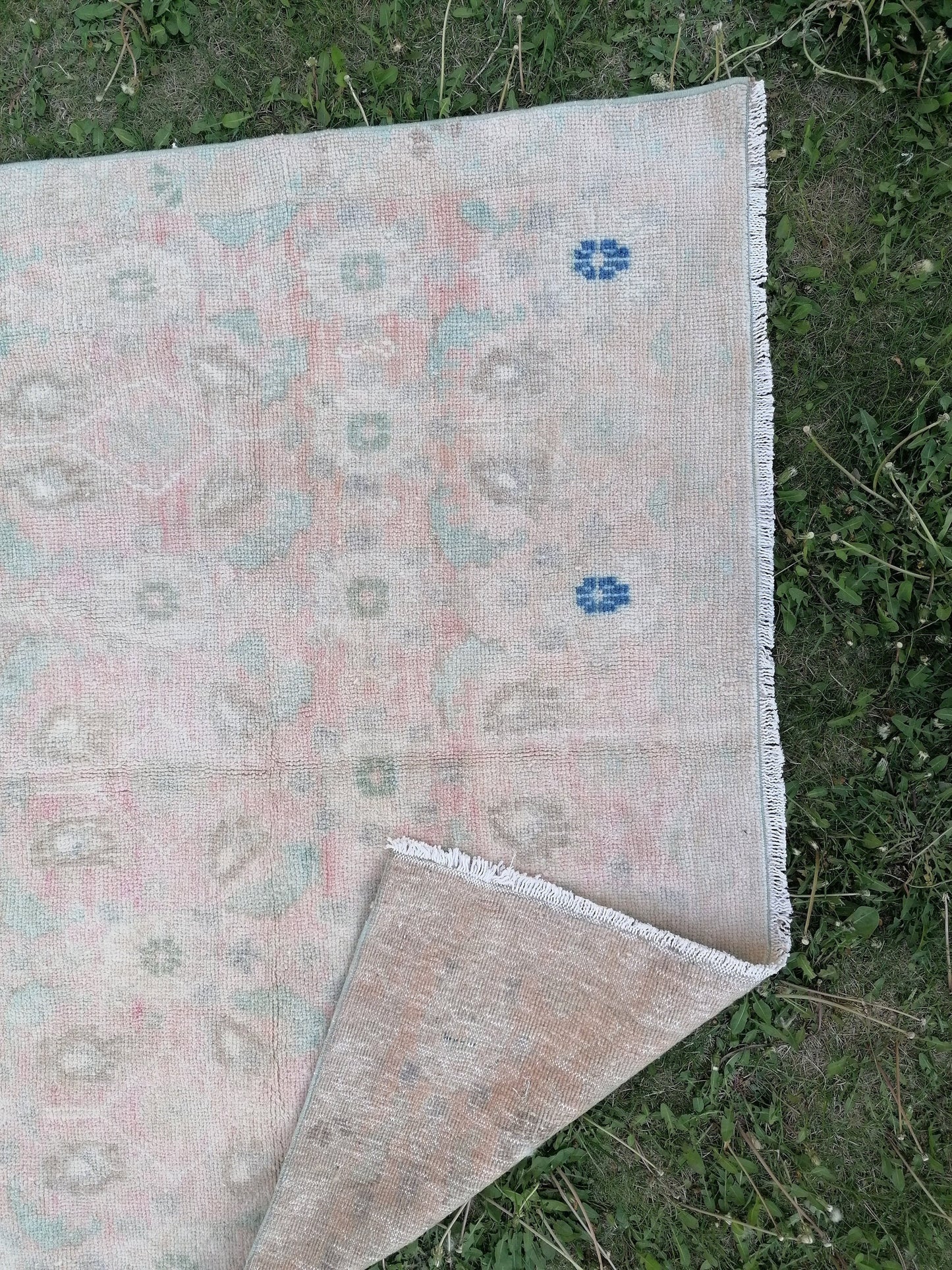 Turkish vıntage rug, oushak vintage rug 4'4x7'4 anatolian vıntage rug,wool rug