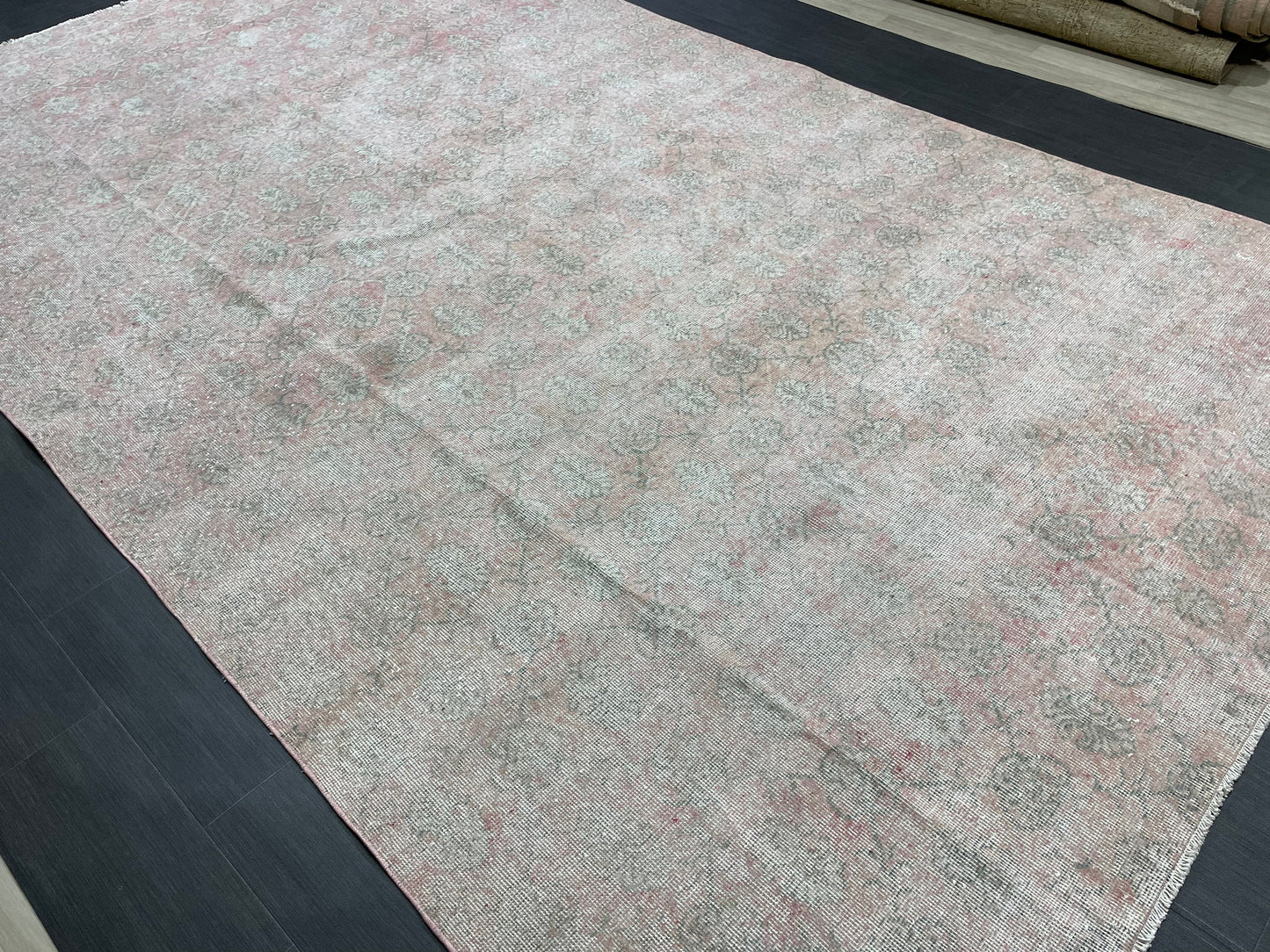 Large Muted Oushak Rug 7.2 x 12 Distressed Rug Vintage Turkish Rug Hand Knotted Rug Vintage Handmade Persian Rug