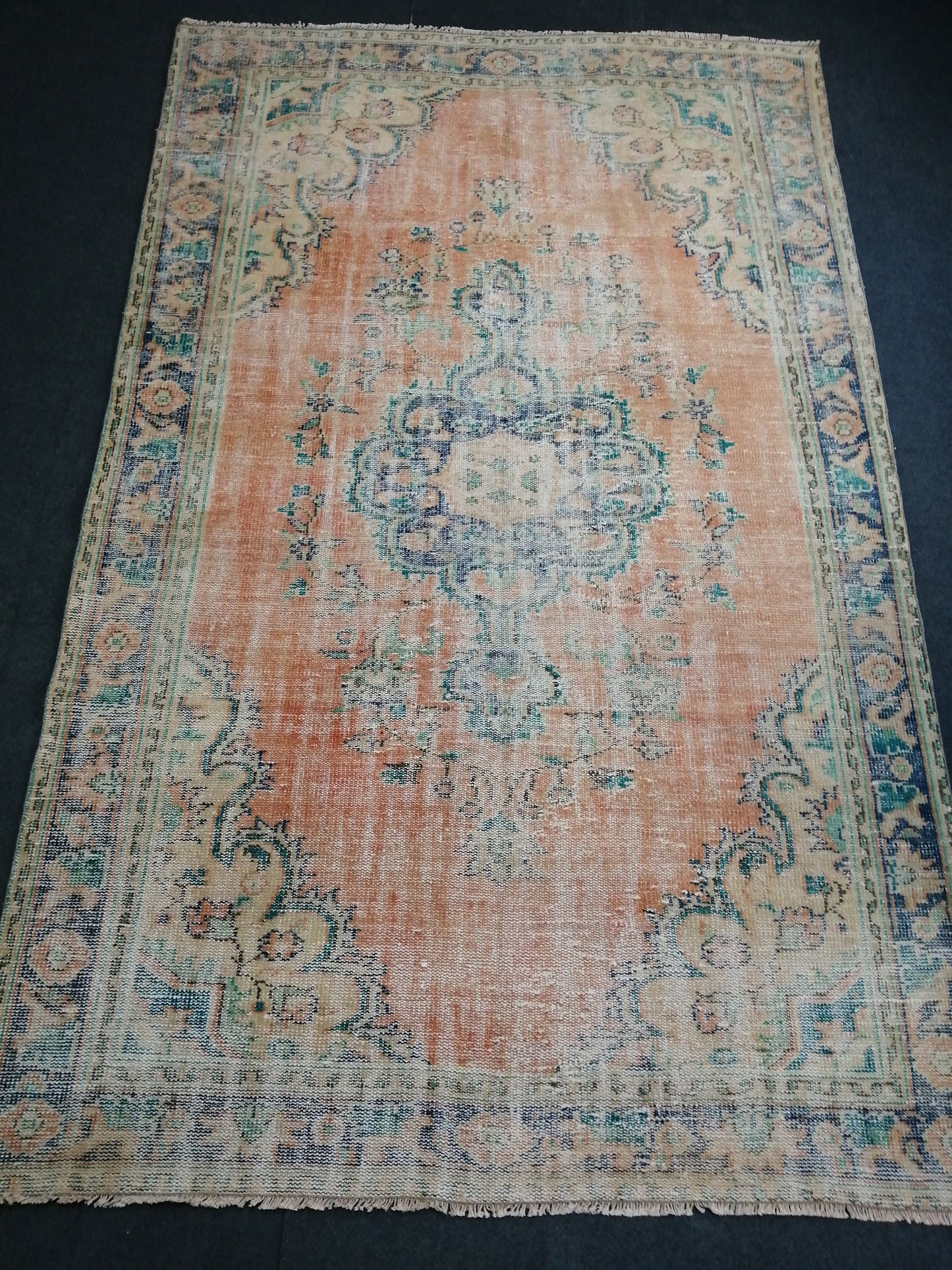 6 x 9.6 Large OUSHAK RUG TURKISH Oushak Rug Vintage Oushak Runner Rug 6 by 10 Muted Vintage Rug Wool Oushak Rug Hand Made Rugs