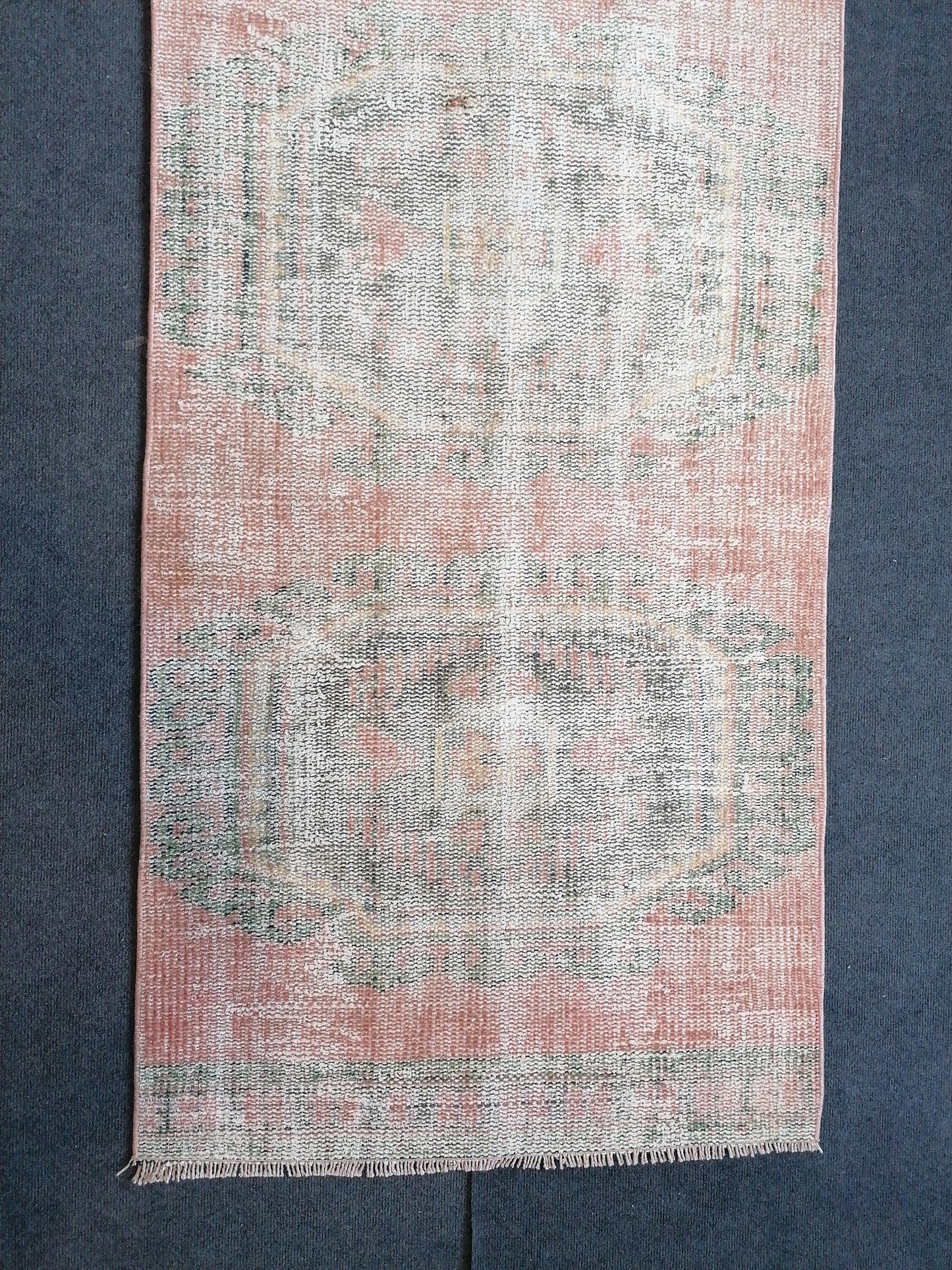 11'7x2'9 distressed oushak turkish runner rug, turkish rug , runner rug,vintage rug,kitchen rug,vintage oushak rug, vintage anatolian rug