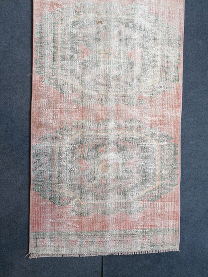 11'7x2'9 distressed oushak turkish runner rug, turkish rug , runner rug,vintage rug,kitchen rug,vintage oushak rug, vintage anatolian rug