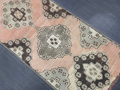 Vintage Runner Rug Vintage Oushak 2.8 x 10.3 Runner Rug Hallway Runner Rug Turkish Kitchen Runner Rug Antique Wool Persian Runner Rug