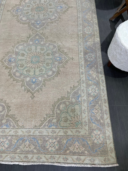 Muted Turkish Runner Rug Turkish Oushak 4.4 x 11.2 Runner Rug Vintage Runner Rug Hallway Runner Rug Kitchen Runner Rug Wool Runner Rug