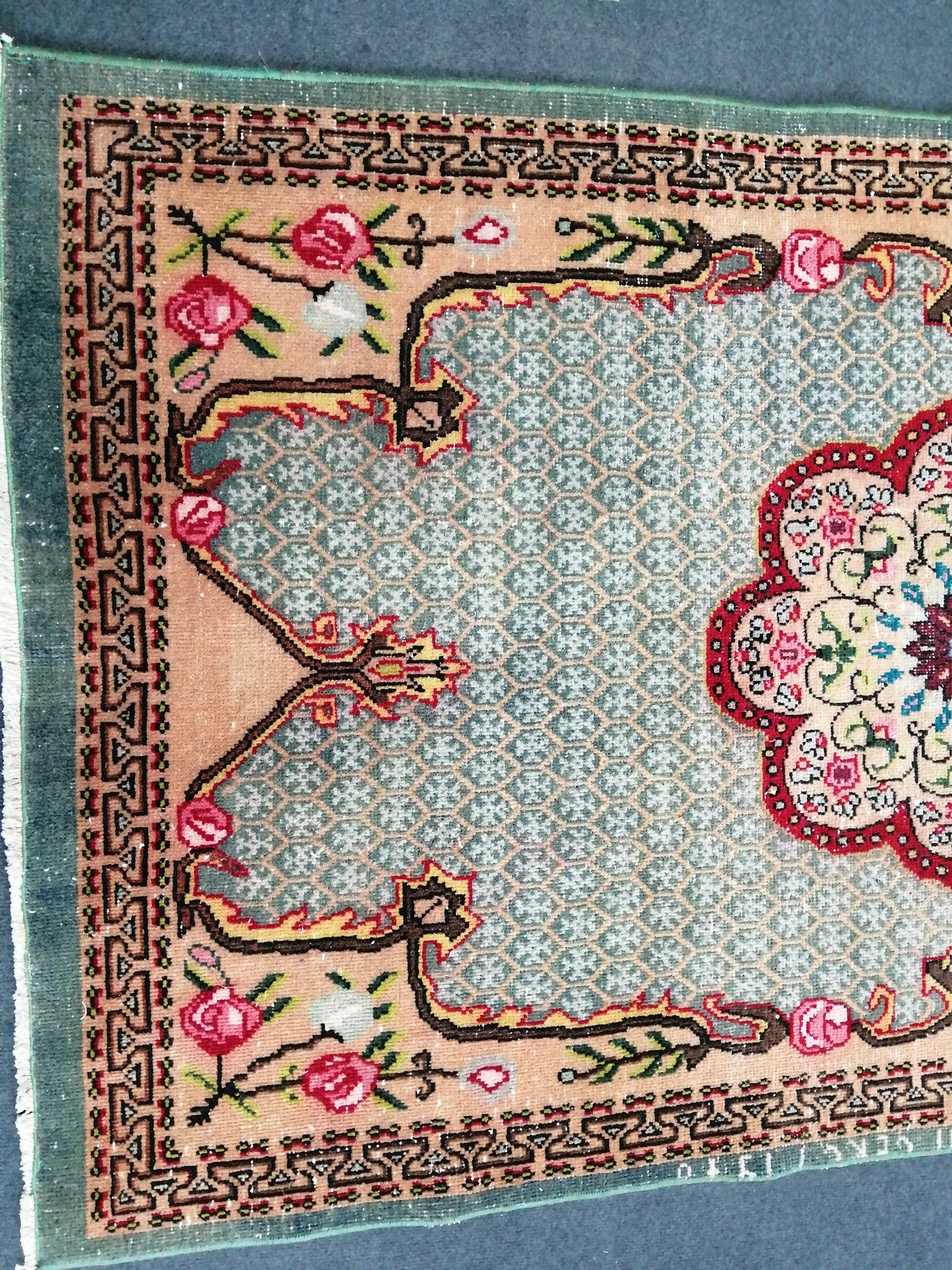Floral OUSHAK RUG TURKISH Oushak Rug Vintage Oushak Runner Rug Vintage Runner Rug Wool Oushak Rug Hand Made Rugs Vintage Turkish Rug