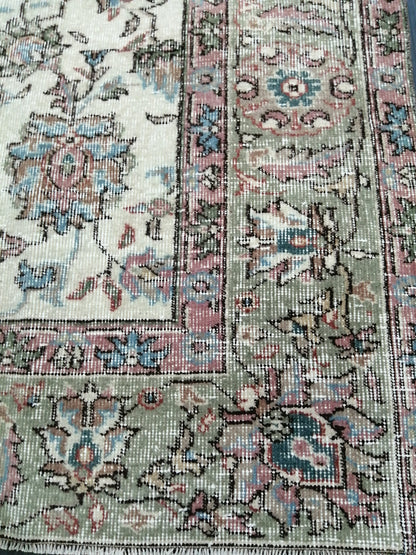Floral Vintage Rug OUSHAK 7 x 9.8 TURKISH Rug Oriental Vintage Wool Rug Hand Made Rugs Vintage Turkish Rug
