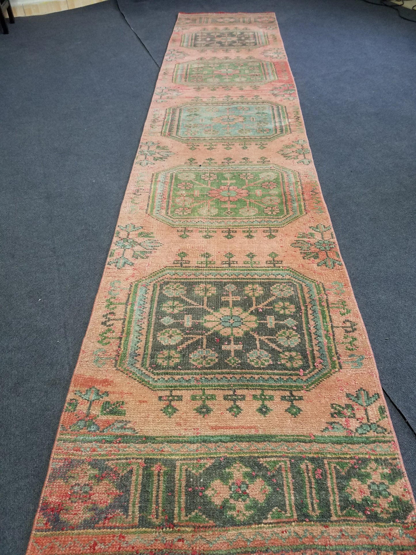 11'5x2'4 oushak turkish runner rug,turkish runner rug,oushak rug,vintage runner rug,kitchen runner rug,vintage oushak rug,