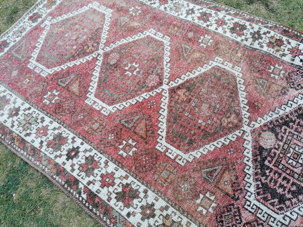 4.5 x 8.2 Vintage kurdish runner rug - handmade rug, Wool runner rug