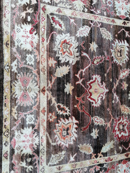 OUSHAK RUG, TURKISH Oushak Rug, Vintage Oushak Rug Wool Oushak Rug Dark Hand Made Rugs, Authentic Oushak Rug