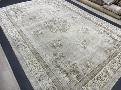 Large Muted Oushak Rug Large Area Antique 8.4 x 12.2 Vintage Turkish Rug Hand Knotted Rug Vintage Handmade Persian Rug