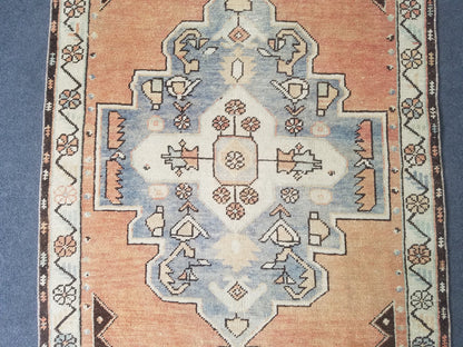 Oushak rug, turkish rug, wool rug vintage rug 3'7x7 hand made rug kitchen rug bohemian rug