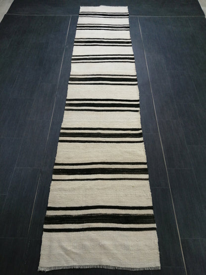 2.3 X 11 Neutral Runner Rug Turkish Flatwoven Runner Rug Vintage Runner Rug Hallway Runner Rug Kitchen Runner Rug Stripe Wool Runner