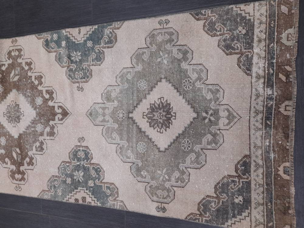 Distressed Runner Rug 2.8 x 12.3  Vintage Turkish Runner Rug Vintage Runner Rug Hallway Runner Rug Kitchen Runner Rug Wool Runner Rug