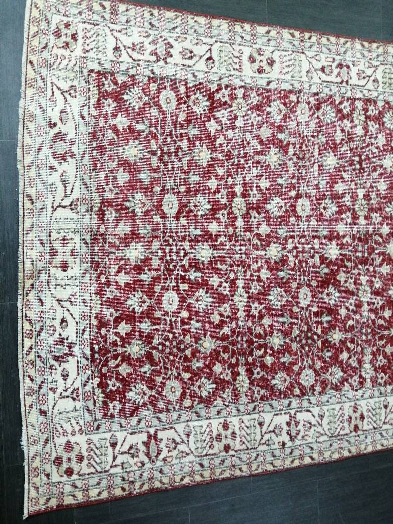 5.3 x 10 Vintage Rug TURKISH HAND MADE Rug Muted Vintage Turkish Rug Persian Rug Turkish Oushak Rug, Vintage Oriental Rug, Wool Rug